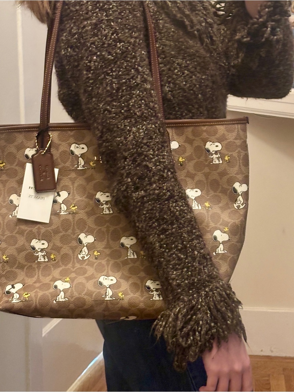 Coach x Peanuts Leather Logo Tote - Picture 2 of 7